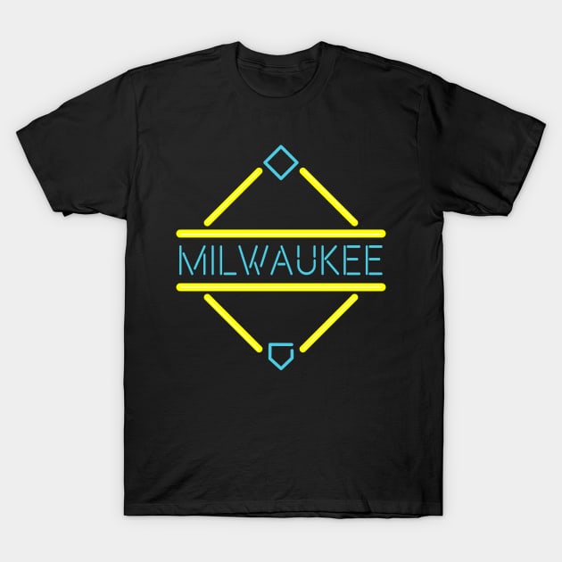 Milwaukee Neon Diamond T-Shirt by CasualGraphic